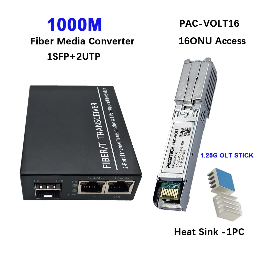 Фото Мини OLT Micro Gpon Olt Stick с одним портом 2 в 1, порта Ftth Fttx 4G 5G Sc Upc Sfp Rj45 Металлическое встроенное мини-волокно OLT №5