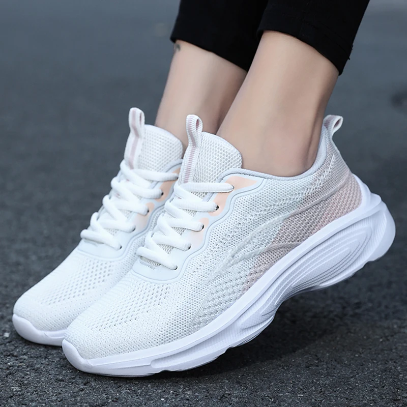 Anti-slip Women's Vulcanized Shoes Breathable Women Flats Shoes Outdoor Flexible Female Running Shoes Lightweight Sneakers 2023