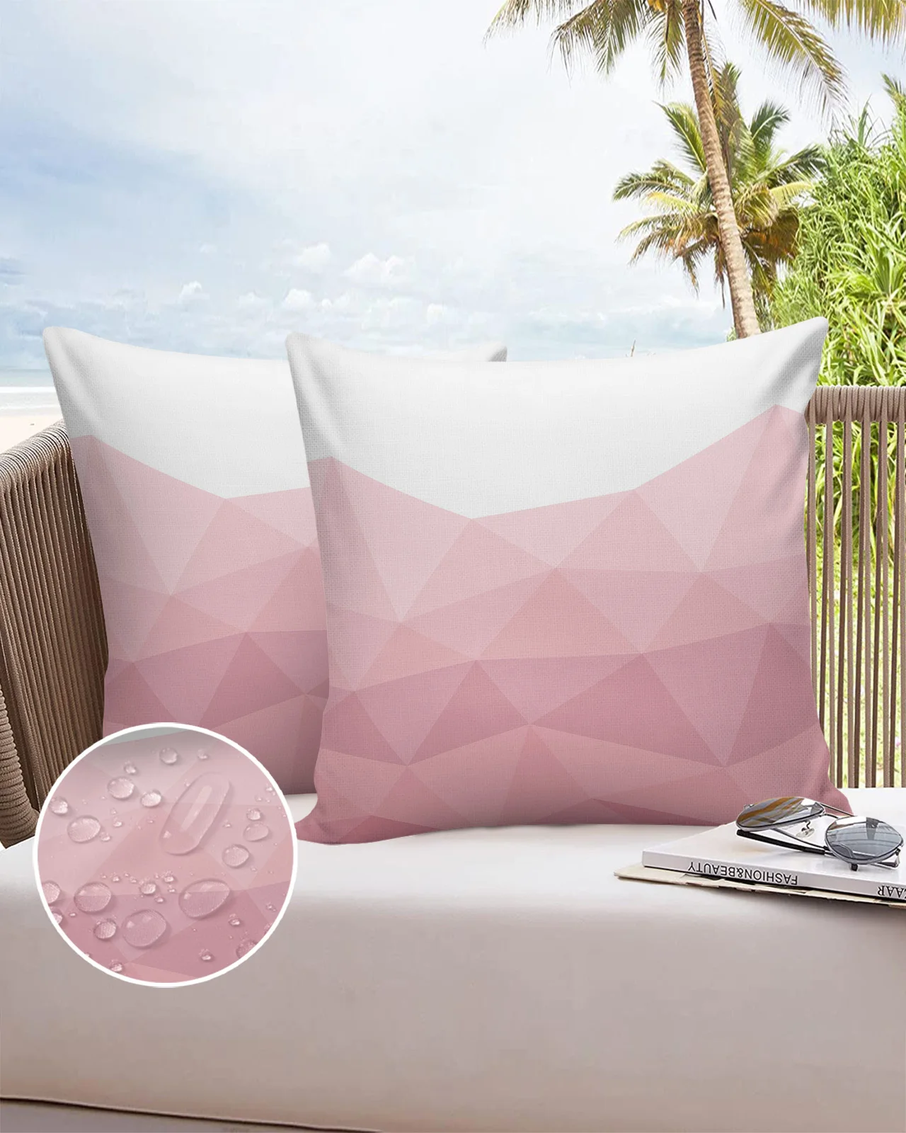 

Geometric Pink Gradient Pillowcase Modern Sofa Car Waist Cushion Covers Home Office Decor Printed Waterproof Pillow Cases