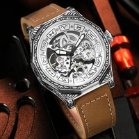 vintage engraved mechanical watch men luxury sports wristwatch automatic movement clock steampunk male relogio masculino hombre