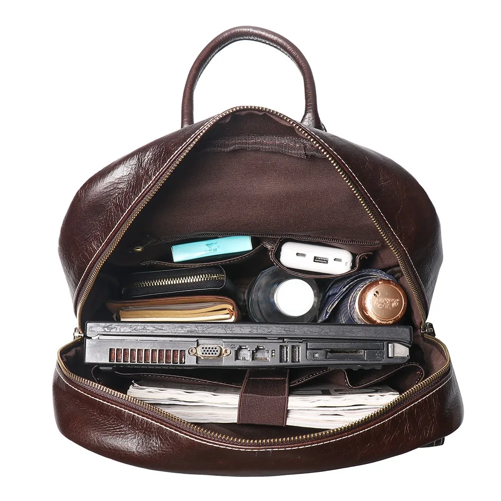 Новинка 2024 высококачественный рюкзак A4 из черной кофейной воловьей кожи с