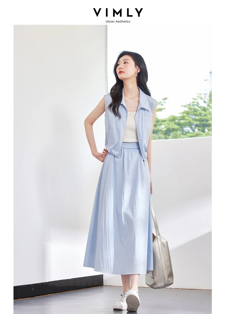 Костюм с юбкой VIMLY Женский повседневный жилет без рукавов лацканами и прямая юбка