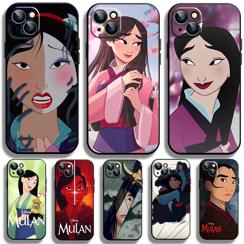 

Disney Girl Mulan Case for Apple iPhone 14 13 12 Pro Max Mini 11 Pro XS Max X XR 7 8 Plus SE2020 Black Phone Cover Coque Capa