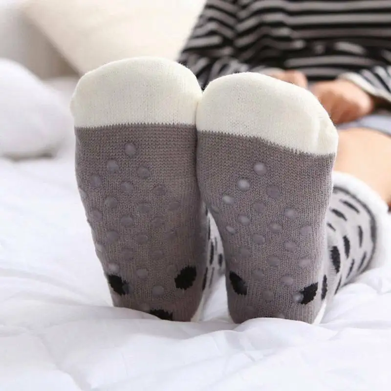 Women Slippers Home Socks Cartoon Print Floor Socks Plush Velvet Non-slip Panda Carpet Fluffy Warm Socks Autumn