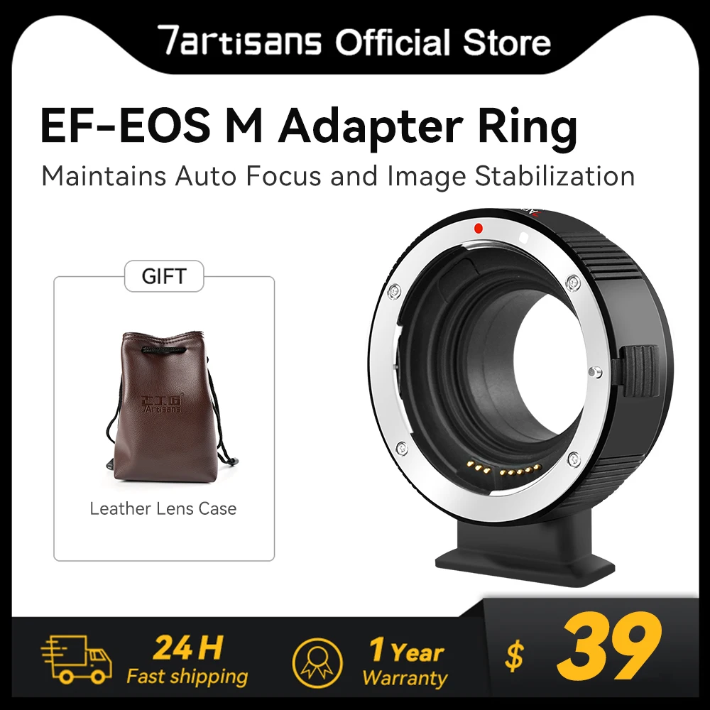 

7artisans 7 artisans EF-EOS M Auto-Focus Lens Mount Adapter for EF/EF-S Lens to Canon EOS M (EF-M Mount) Camera EOS M M2 M3 M5