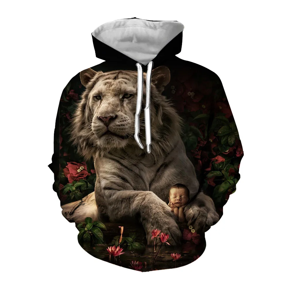 

Jumeast 3D Animal Tiger Printed Hoodies For Men Vintage 90s Baby Graphic Hooded Coats Large Size Aesthetic Gothic Drip Clothing