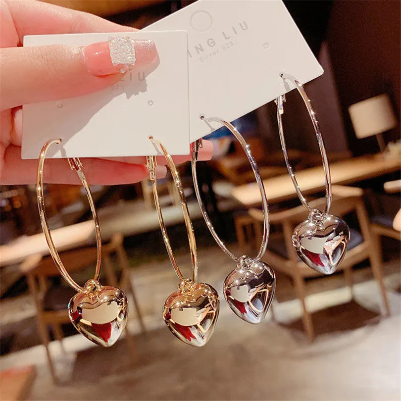 

Simple Heart Stud Earrings For Women Gold Color Personality Stud Earrings Girl Korean Fashion Jewelry Birthday Gifts