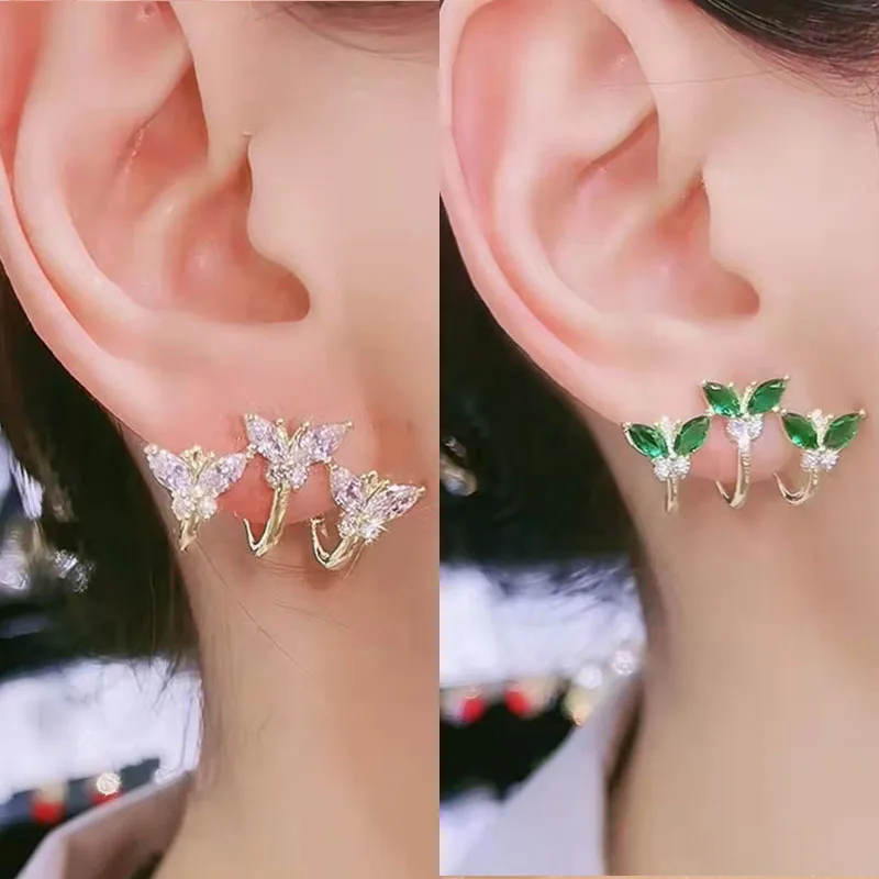 

Popular Shiny Zircon Leaf Women Earcuff Without Piercing Earrings Ear Clip Earrings Adjustable Ears Cuff Earring Jewelry Gift