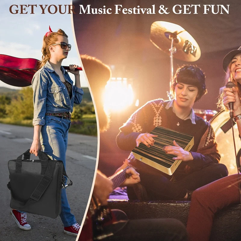 Портативная барабанная установка Cajon Box с дорожной сумкой черная ударная коробка