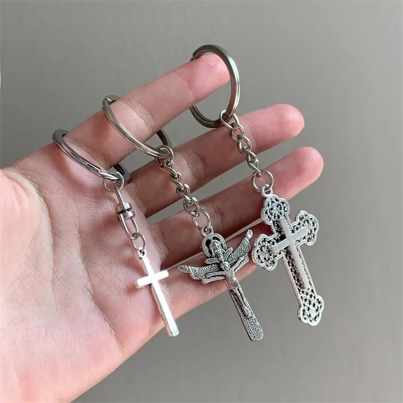 

Cross Key Chain，Gothic jewelry, hipster keyrings, cross pendants, keychains