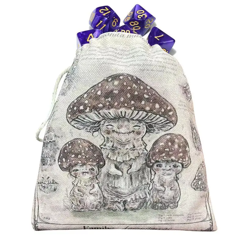 

Storage Bag For Tarot 5.12 X 7.09 Inch Novel Tarot Card & Dice Storage Bag With Mushroom Head Print Drawstring Tarot Card Holder