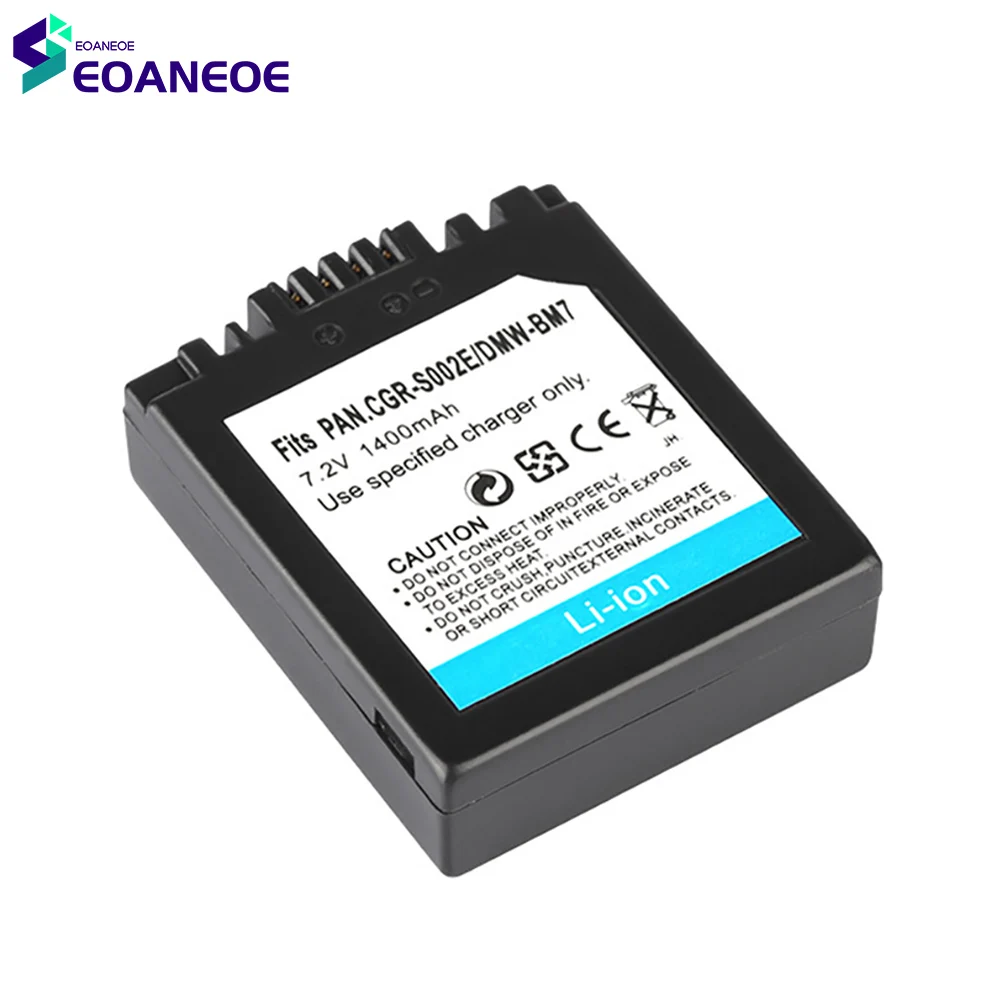 Для Panasonic DMW-BM7 CGR-S002E CGA-S002 CGA-S002E 7,2 V 1400mAh литиевый аккумулятор для цифровой камеры, литий-ионные батареи
