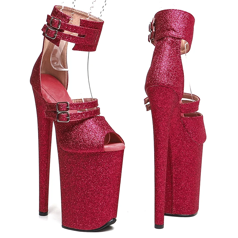 Leecabe/96 дюймов модные босоножки на высоком каблуке с блестящим верхом платформе
