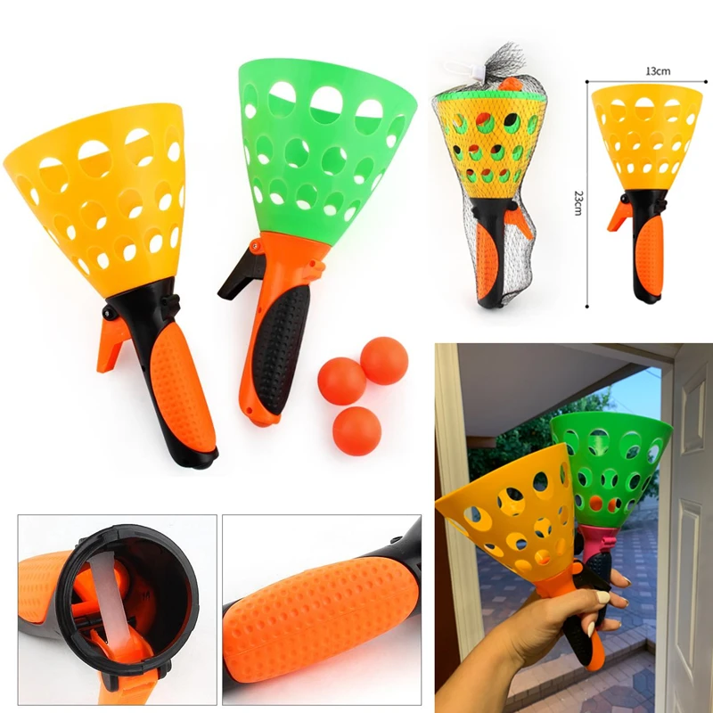 

1 Pairs Double Butt Ping Pong Ball Outdoor Sports Game Toy Launch Throw Catch Ball Set Parent-Child Interactive Toys