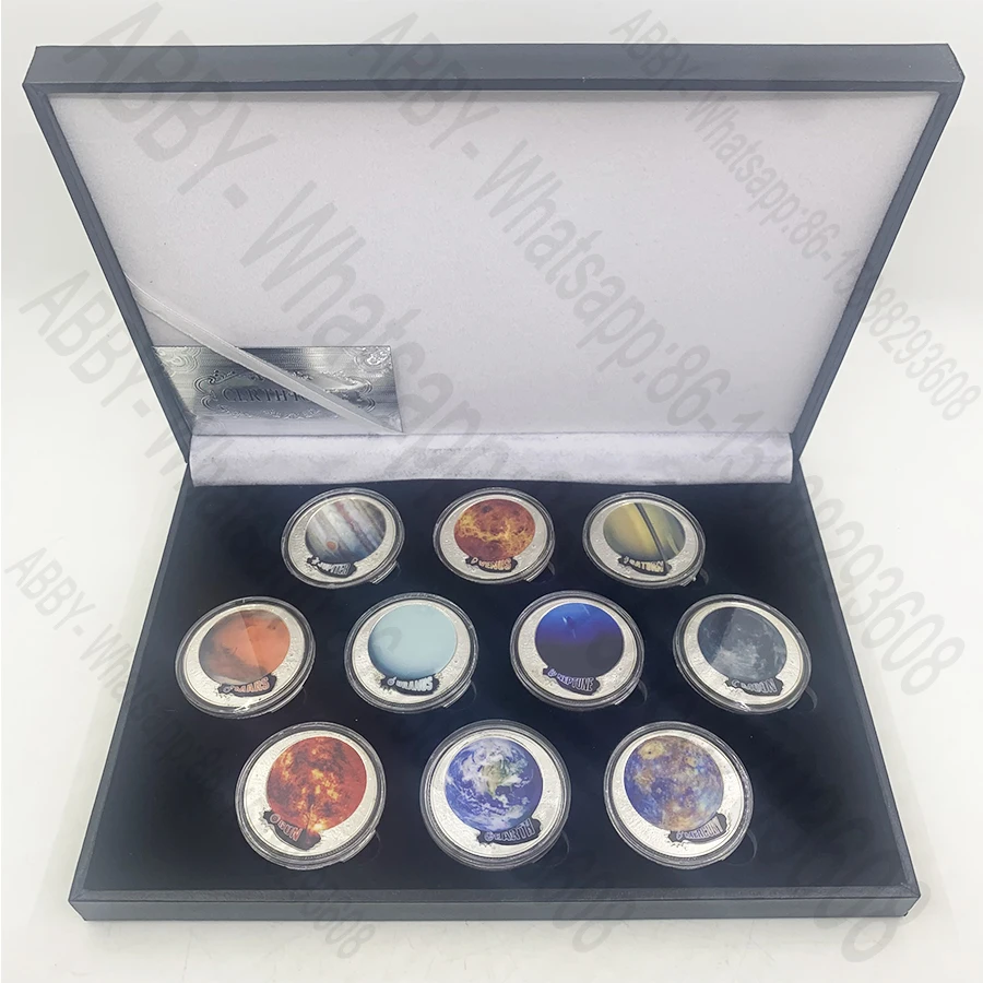 

Free shipping Space commemorative coin solar system silver plated coin Souvenir metal medal of universe Earth/Mars/moon/venus