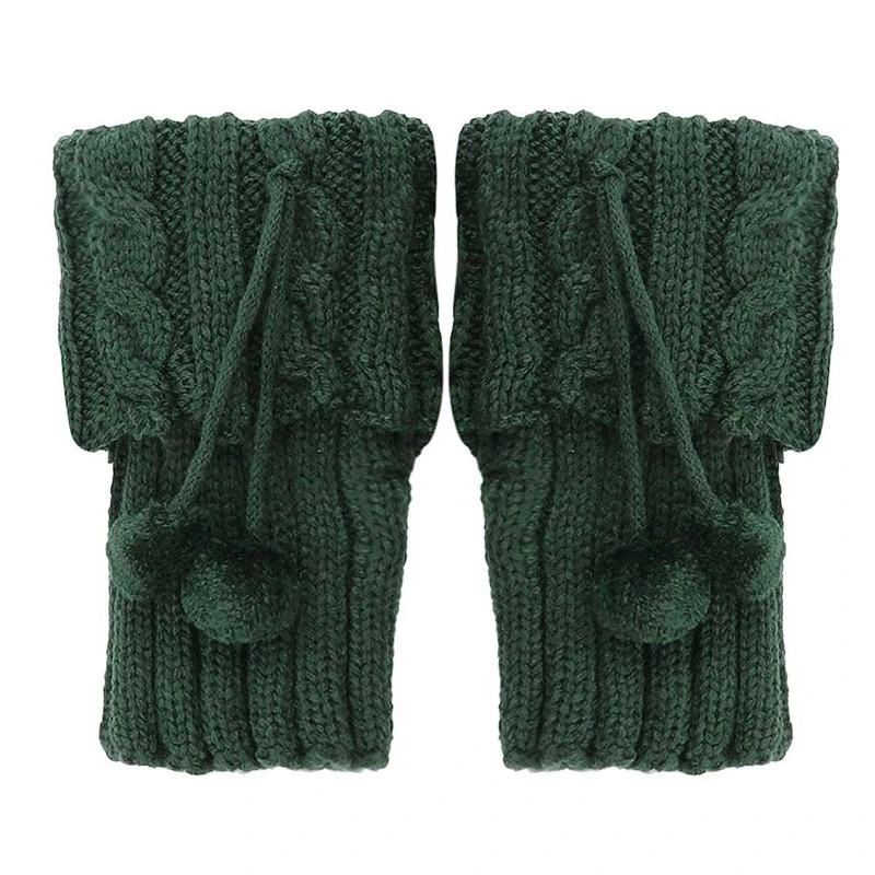 Женские зимние теплые вязаные гетры с поворотными манжетами милые плюшевые