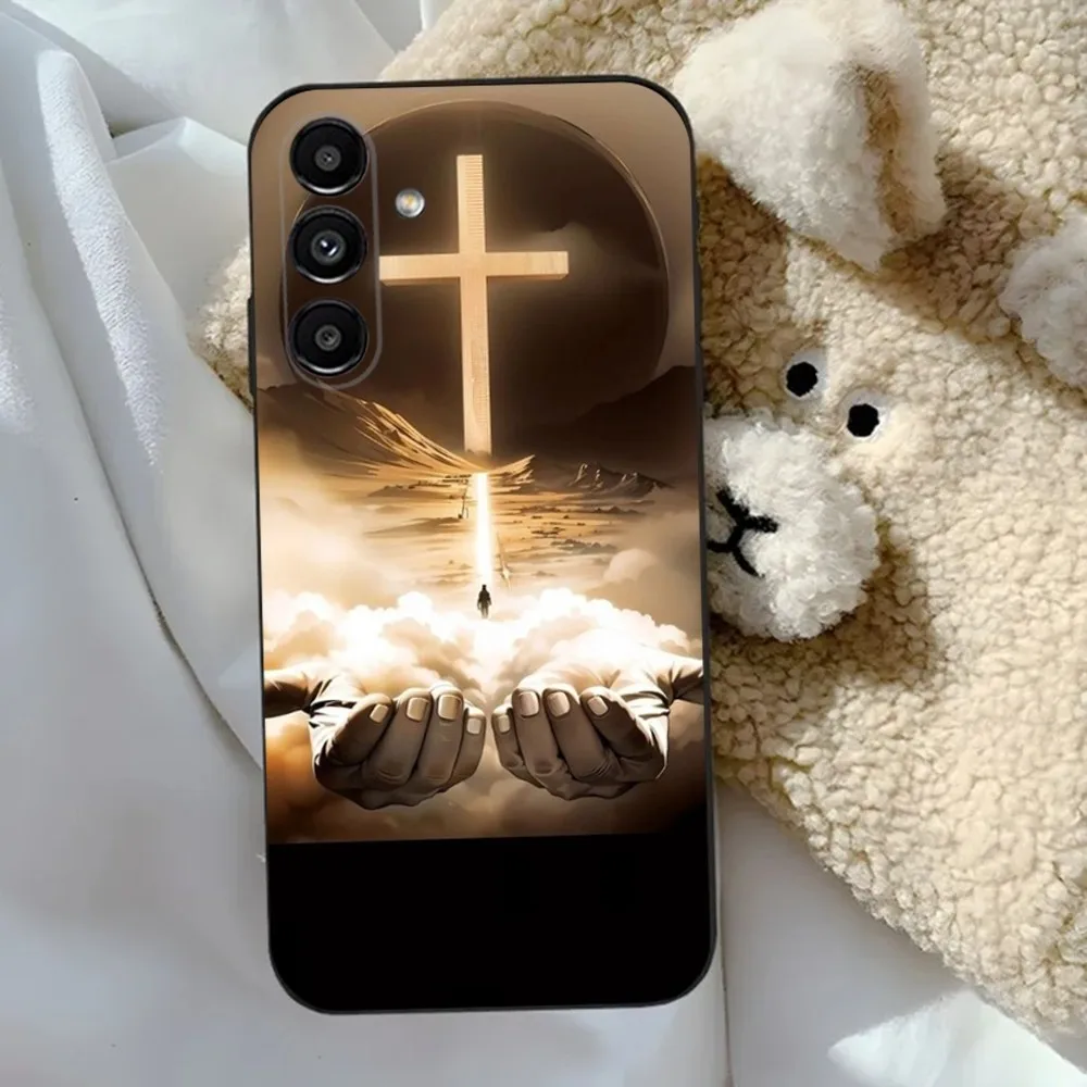 Чехол для телефона с дизайном Christian Cross Samsung S24 23 22 30 21 10 9 Ultra Plus Lite FE 5G черный мягкий