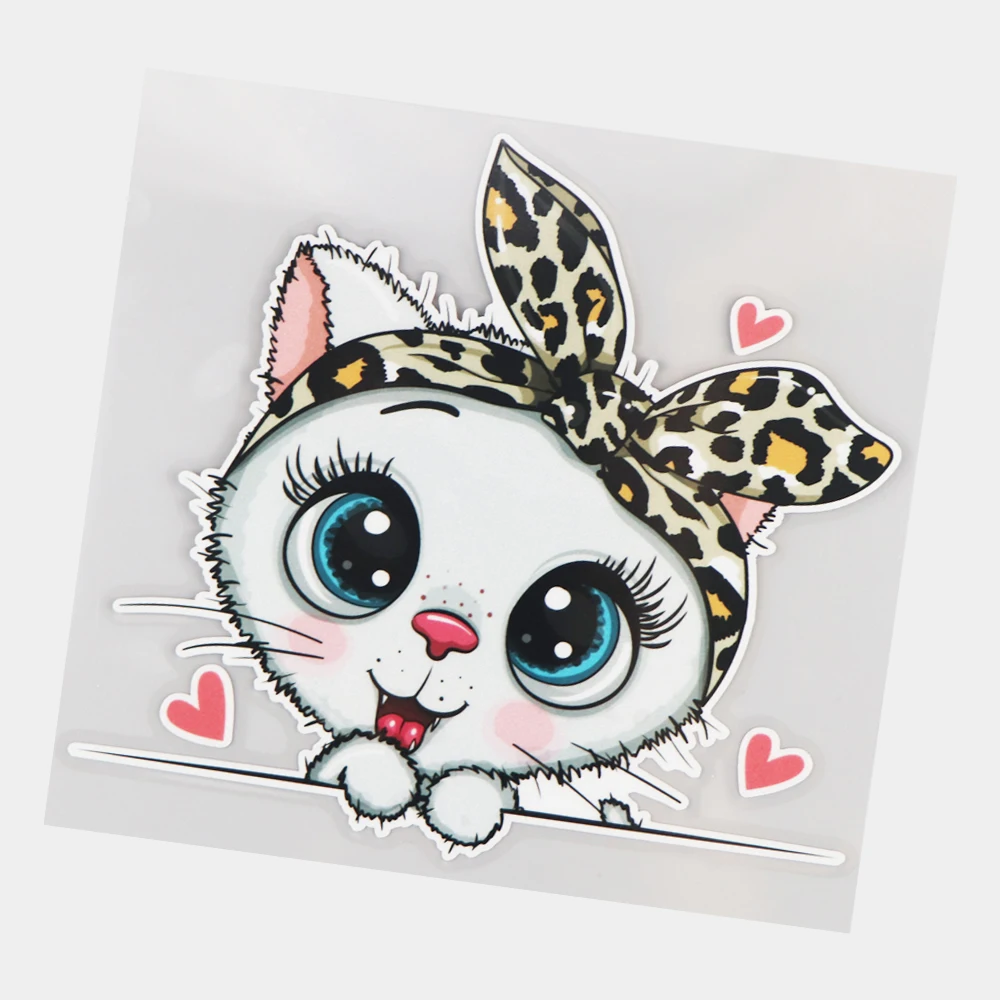 

Fuzhen Boutique Decals Exterior Accessories Cartoon White Cat with Bow Fashion Body Scratch Occlusion Stickers Car Decoration