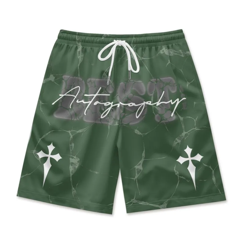 Шорты мужские с надписью быстросохнущие дышащие пляжные из полиэстера