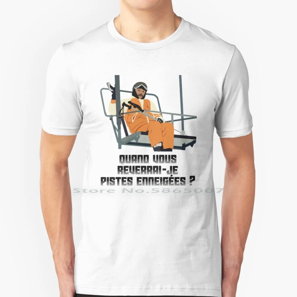 

Black Track T Shirt 100% Cotton Skier Sport Winter Snow The Tanned Ones Tanned People Go Skiing Containment Ski Station Lifts