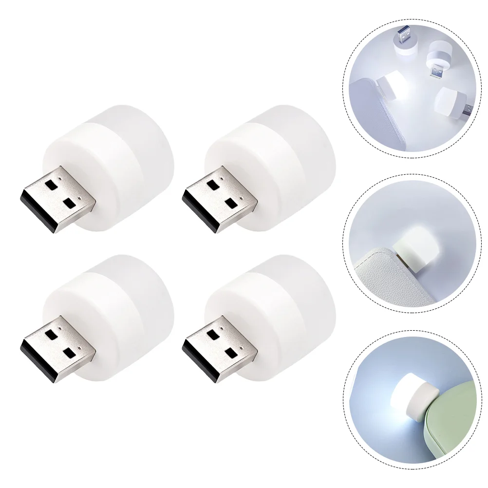 

4pcs Bedroom USB Power Saving Night Light Portable Mini Round Shape Light