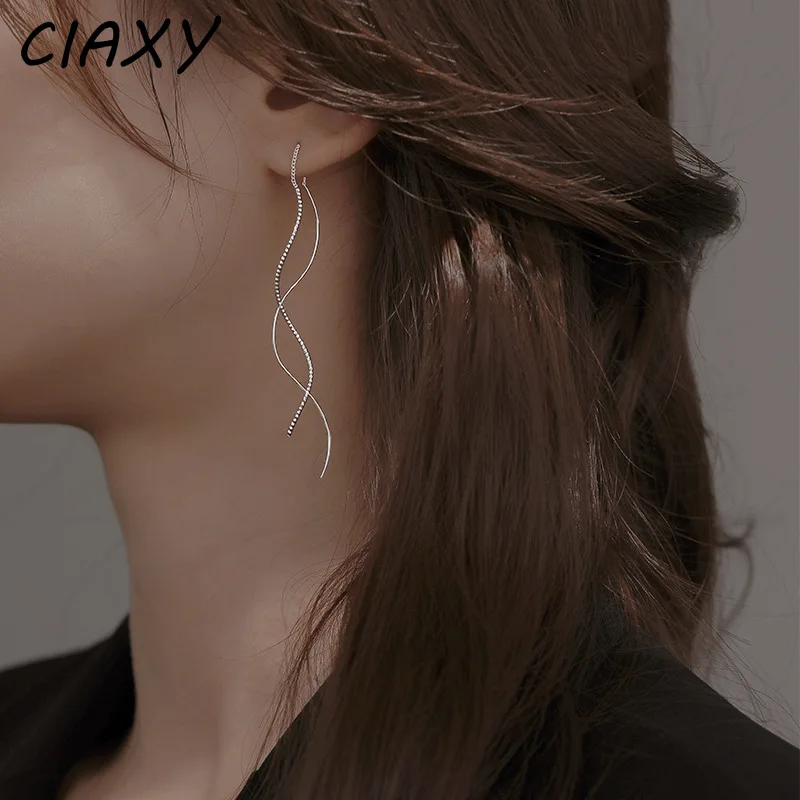 

Женские серьги с кисточками CIAXY, Серьги серебряного цвета с геометрическим изгибом, длинные серьги в Корейском стиле, модные ювелирные украшения