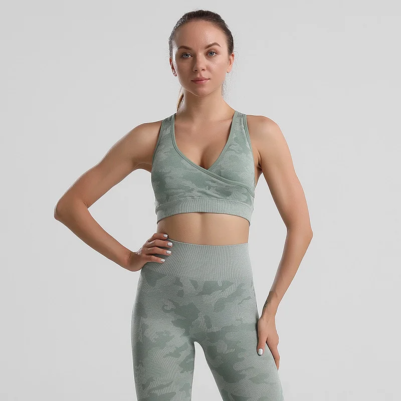 

Women Yoga Bra Sports Top Camouflage Athletic Wear Yoga Vest Seamless Crop Top Gym Yoga Clothing Workout Fitness Sportswear Bras