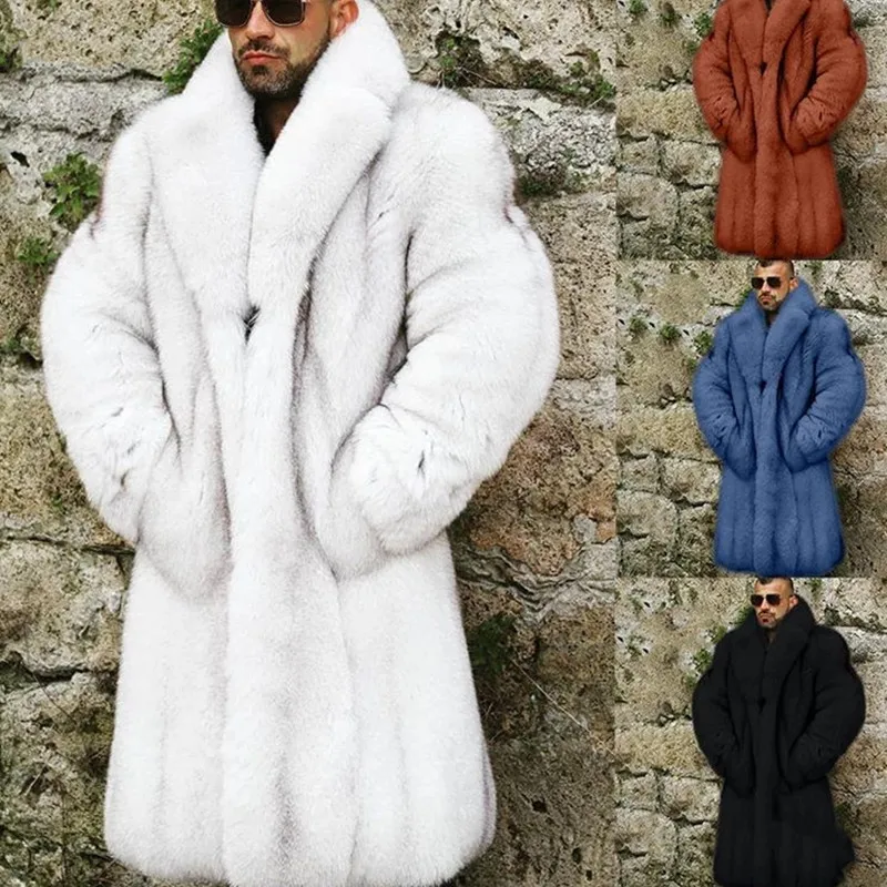 

Rabbit Wool Coat Mens Thicken Solid Color Warm Fashion Personality Outdoor Wind-proof European And American Clothes