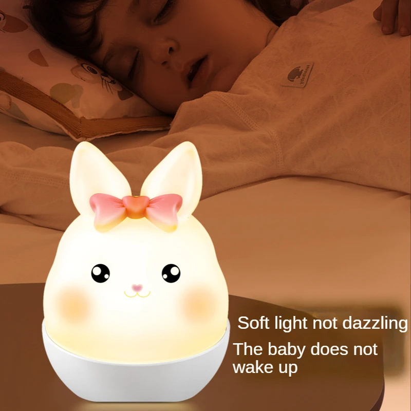 

Rabbit Silicone Night Light Charging Pat Induction Bedroom Sleep with Bedside Lamp Children's Luminous Table Lamp Home Decor