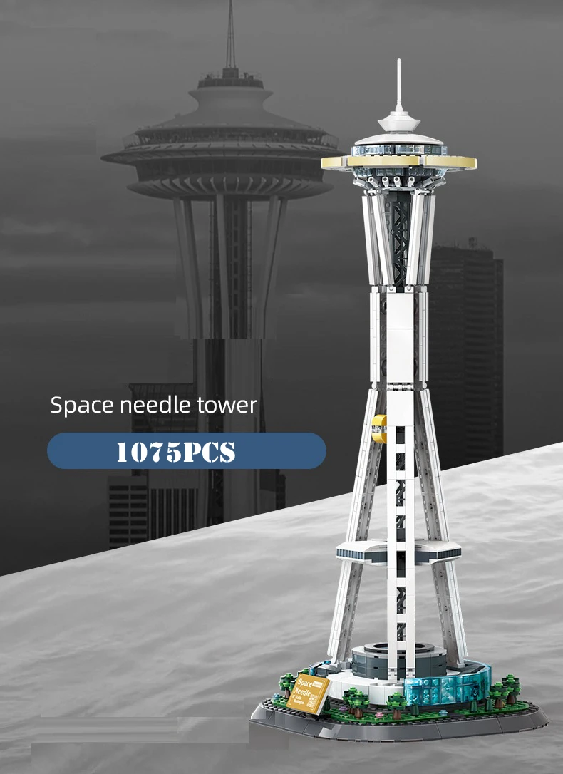 

Model City Architecture The Space Needle Seattle's Symbol Street View Building Blocks Set Moc Bricks DIY Assembled Toys Gifts