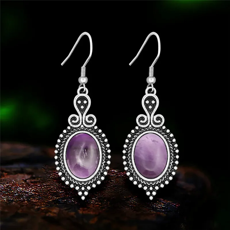 Женские винтажные серьги из натурального кварца