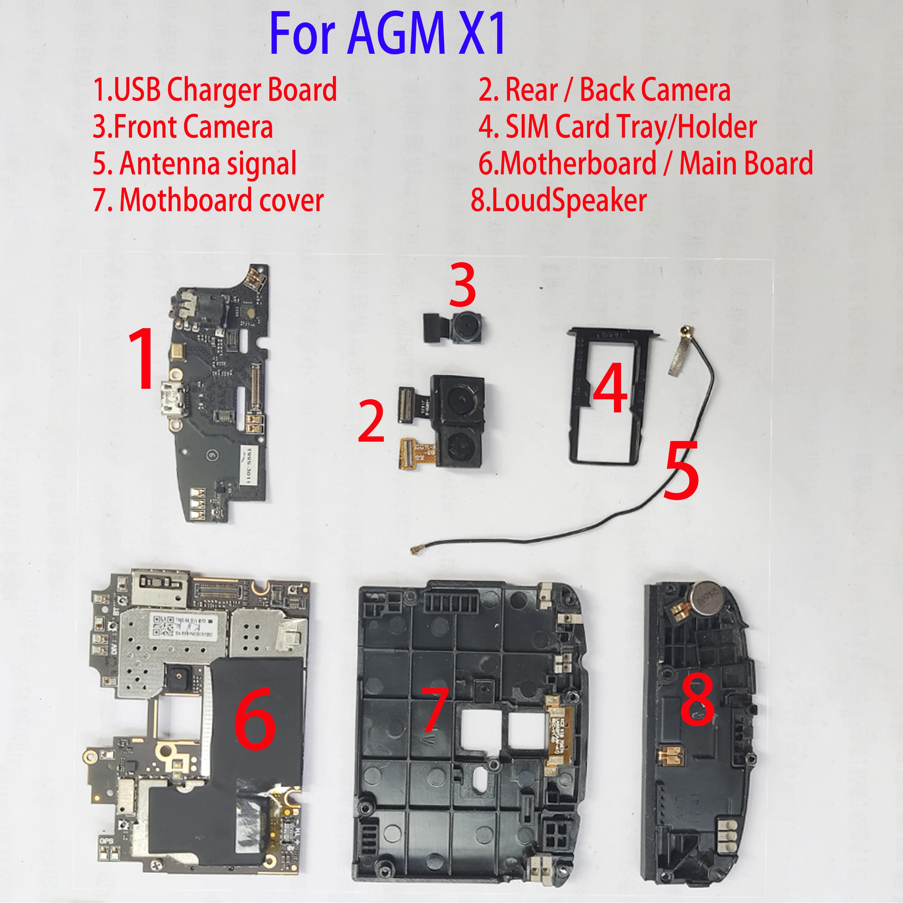 

Motherboard Front Rear Camera For AGM X1 Antenna signal USB Charger Board SIM Card Holder Speaker Cover