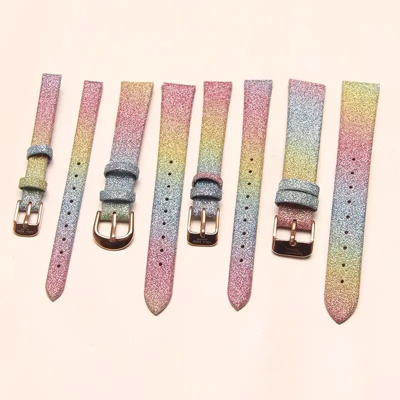 

Gradient Watch Strap Leather Watch Band 8mm 10mm 12mm 14mm 16mm Bracelet for Ladies Stainless Steel Buckle Replacement Strap
