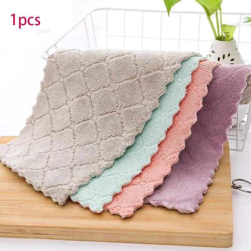 

1pcs Absorbent Microfiber Towel Kitchen Cleaning Cloths Non-stick Oil Dish Towel Household Cleaning Towel Rags Napkins Tableware