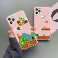 cartoon games super mario phone case for iphone 13 12 11 pro max mini xs 8 7 6 6s plus x se 2020 xr matte candy pink cover
