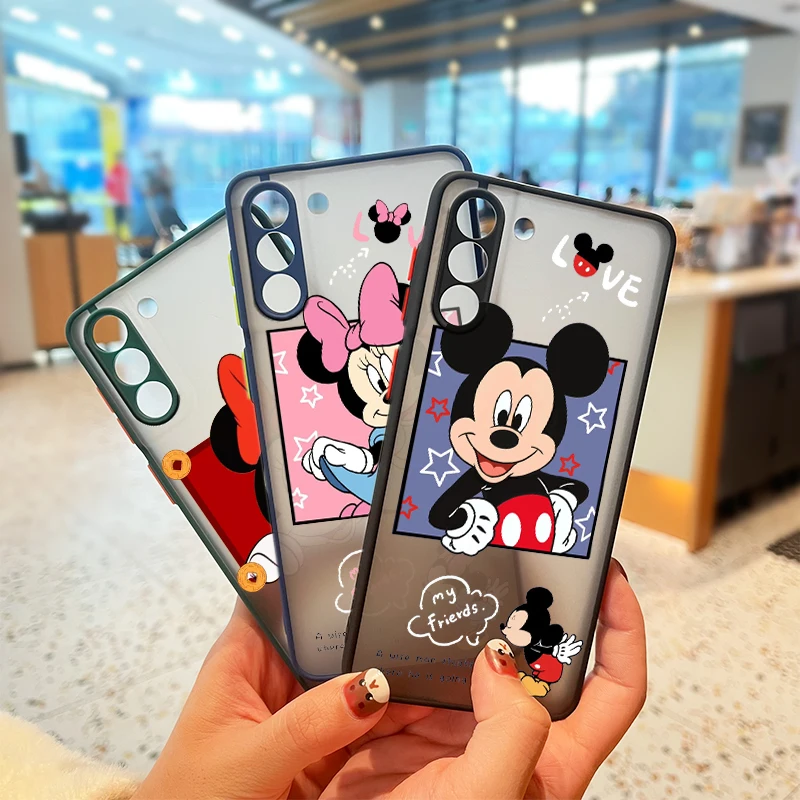 

Disney Mickey Minnie Mouse For Samsung Galaxy S22 S21 S20 FE Ultra S10 S10E Lite S9 S8 Plus 5G Frosted Translucent Phone Case