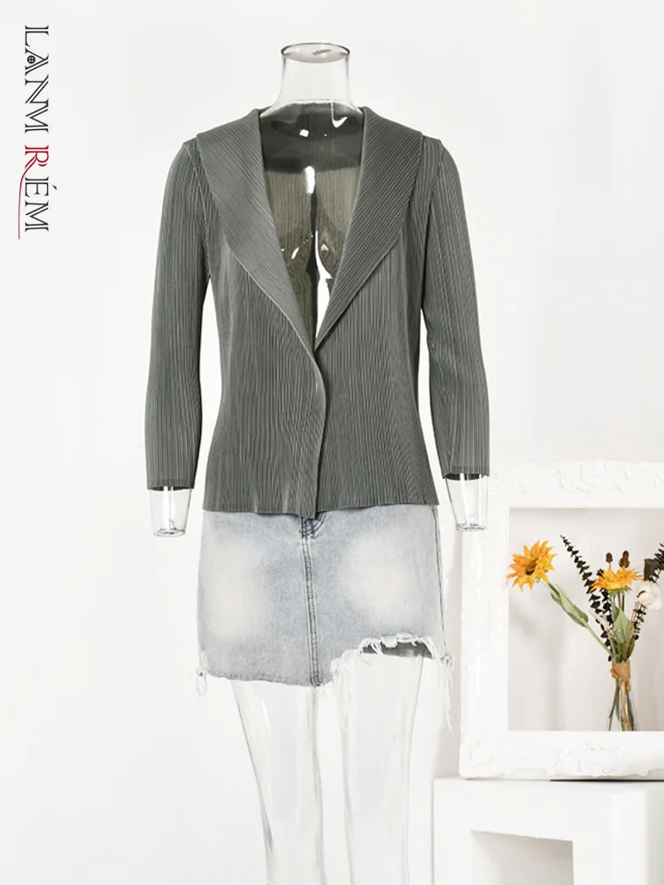 

LANMREM Office Lady Pleated Shirt For Women Lapel Long Sleeves Solid Open Stitch Tops Casual Clothing 2023 Autumn New 32D371