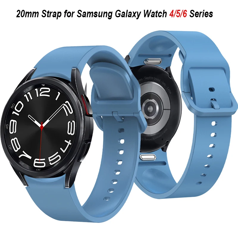 

20mm Sport Strap for Samsung Galaxy Watch 4/5/6 44mm 40mm accessories No Gaps Silicone Bracelet correa 6 Classic 43mm 47mm band