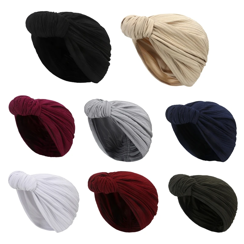 

French Turban Head Wraps Head Scarf Hijab Caps Head Travel Beach Hats T8NB