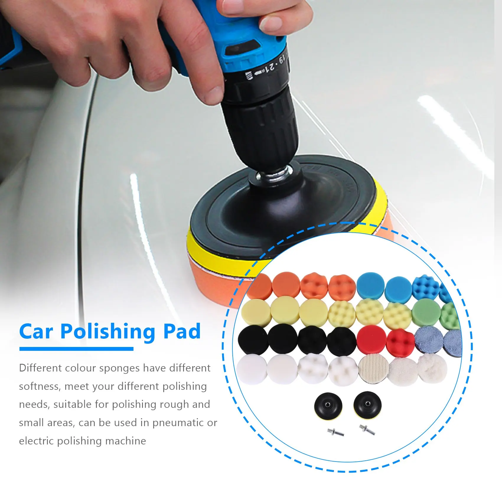 

35 Pieces Car Polishing Pad Kit 80mm Buffing Pads Foam Polish Pads Polisher Attachment for Drill