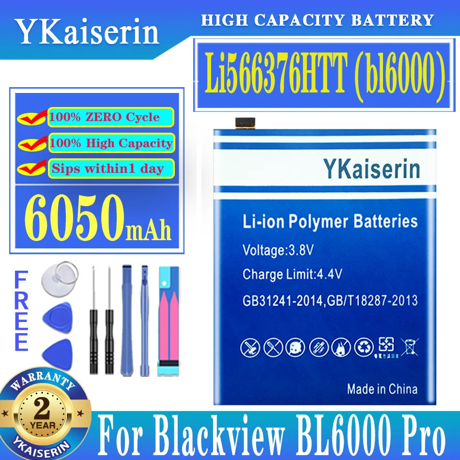 

Original YKaiserin New 100% Li566376HTT Battery 6050mAh For Blackview BL6000 Pro BL6000Pro Mobile Phone Bateria