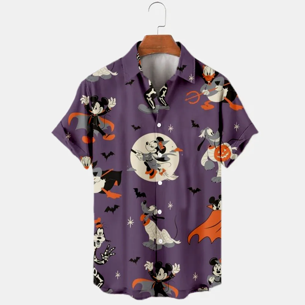 

2022 Summer Hawaiian Shirt Disney 3D T Shirt Cartoon Shirt Mickey Graphics Short Sleeve Men Camisa Vacation T Shirt Beach