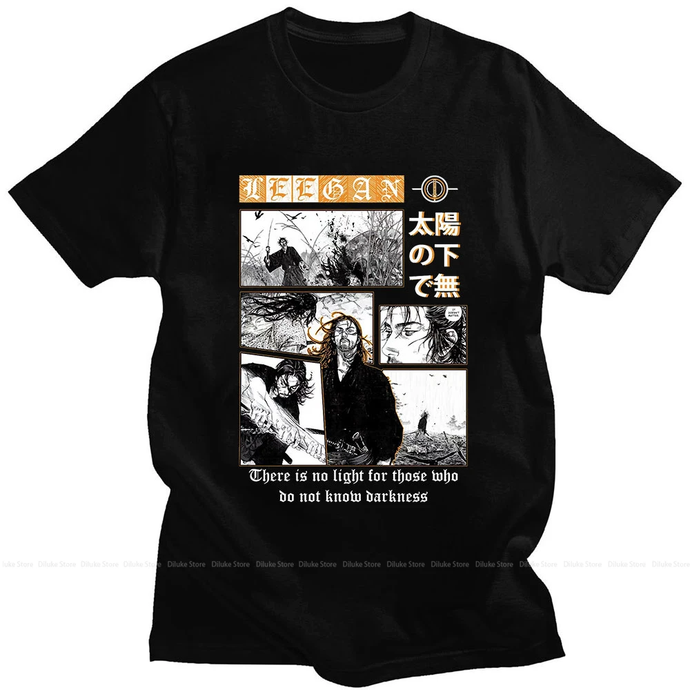 

Vagabond Miyamoto Musashi Sasaki Kojiro Manga TShirt for Men Colored Panel Pure Cotton T Shirt Hip Hop Birthday Gifts Streetwear