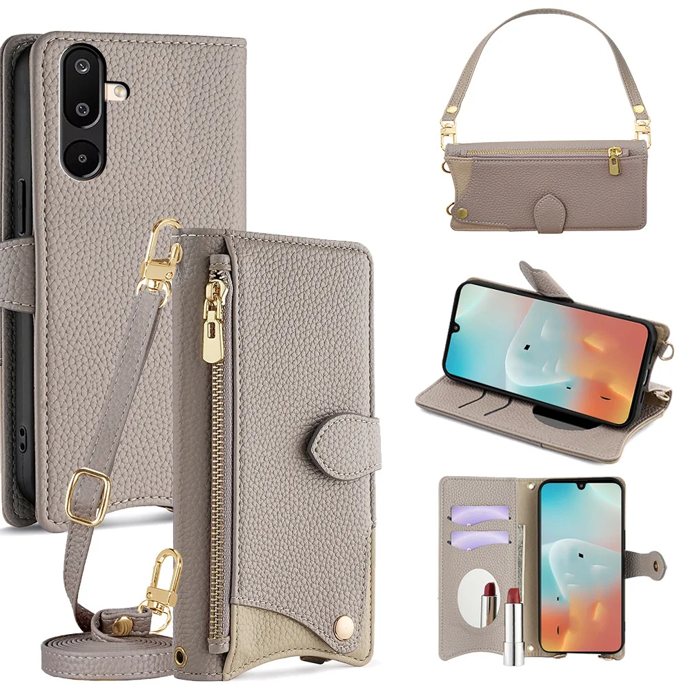 Фото Чехол-кошелек на молнии для OPPO Realme 14 13 12 11X 11 Pro Plus 10T 10 9 8i 8 7 Multi 3 карты, кожаный зеркальный откидной чехол №1