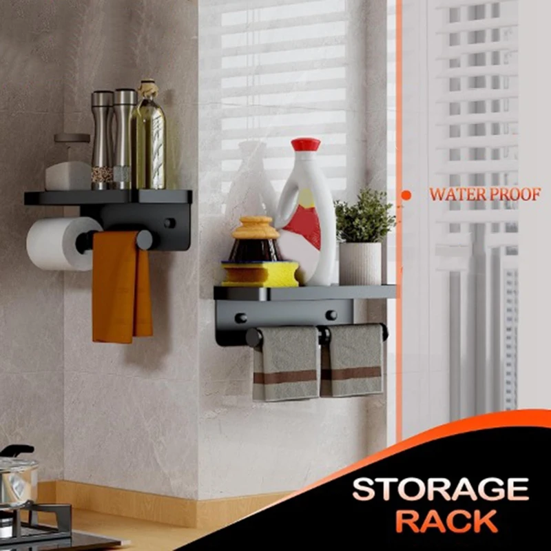 

1 PCS Bathroom Rack Mobile Phone Rack Hotel Engineering Toilet Paper Rack Roll Box Black