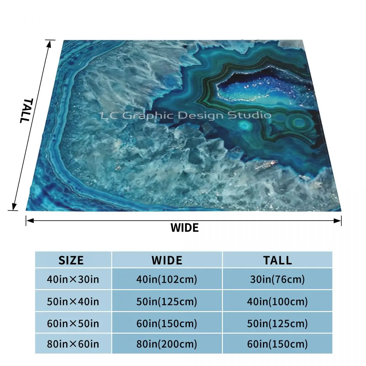 Одеяло цвета морской волны голубого камня агата минеральных кристаллов