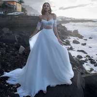 sexy spaghetti straps wedding dress 2022 off shoulder beach tassel bridal gown sweetheart backless sweep train vestidos de novia