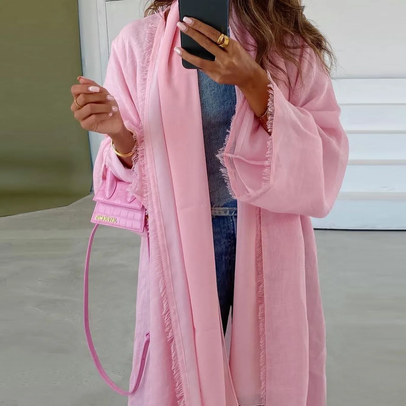 Женское длинное пальто Jalabiya однотонное из хлопка и льна на средний восток в