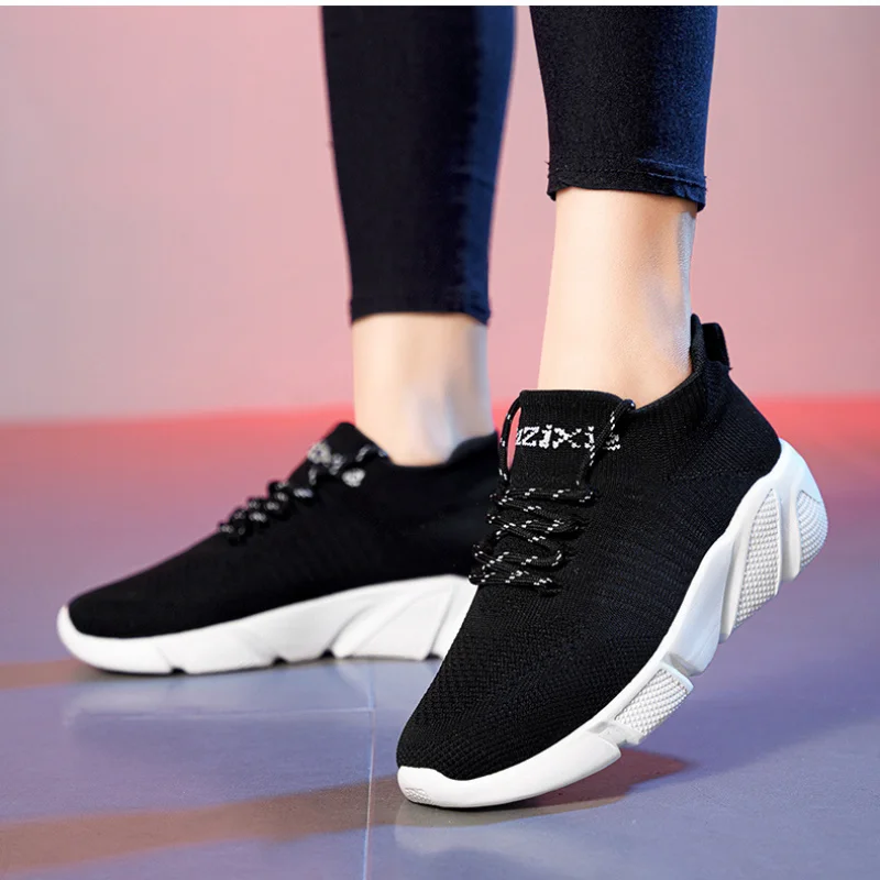 TSTCTB Couple Sneakers Women Vulcanized Shoes Sock Sneakers Men Summer Flat Shoes Women Plus Size 35-47 Light Walking Flats