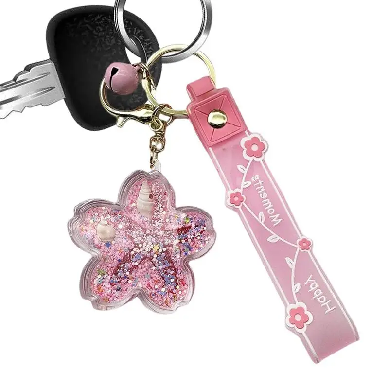 

Милый мультяшный цветок вишни в бутылку для дрифта масла Подвеска для сумки Сакура из акрилового сыпучего песка брелок подарок